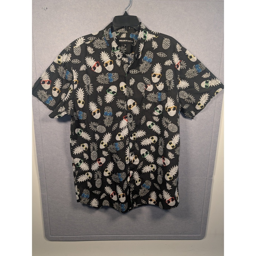 Molokai Surf Co. Men's XXL Cotton SS‎ Button-Up Pineapple Hawaiian Shirt